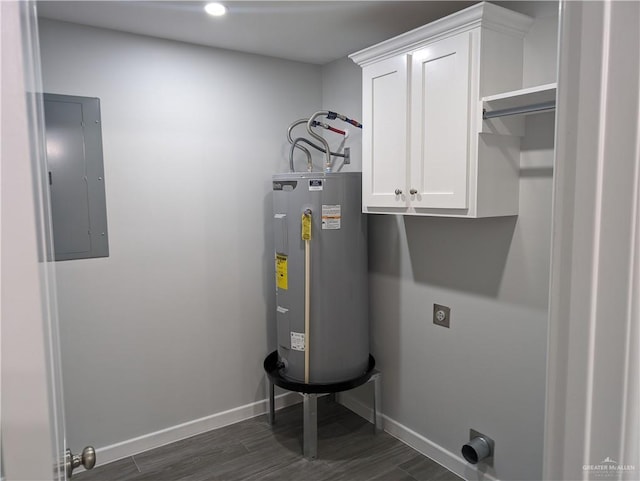 utilities with water heater and electric panel