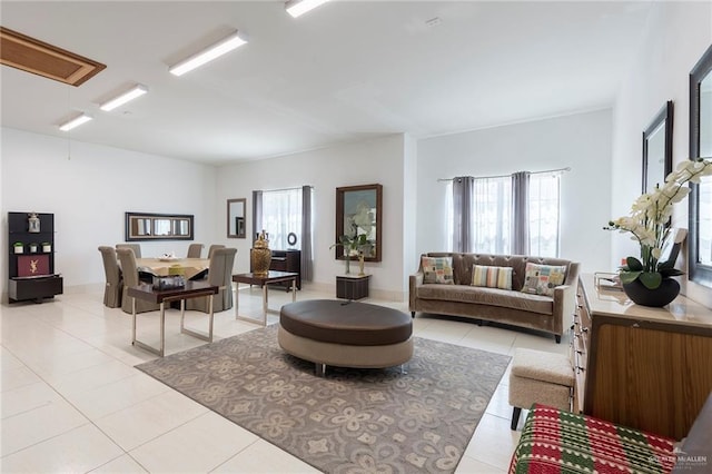 view of tiled living room