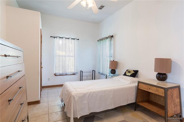 bedroom featuring ceiling fan