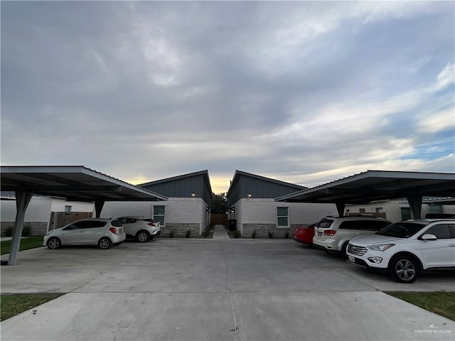 view of covered parking lot