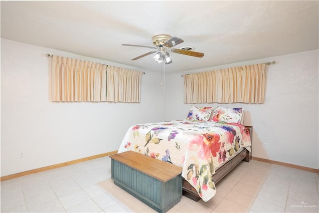 bedroom featuring ceiling fan