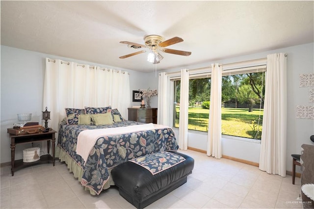 5129 N Mile 5 1/2 Rd W, Weslaco, TX 78599 - bedroom featuring ceiling fan, light tile patterned floors, and baseboards