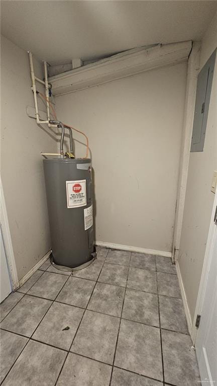 utility room with electric water heater and electric panel