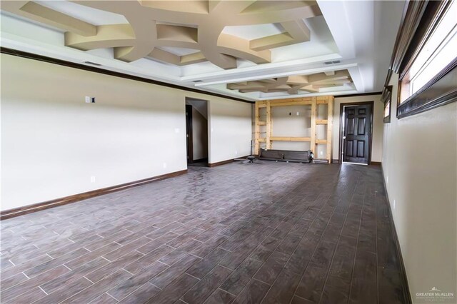 basement with dark hardwood / wood-style flooring