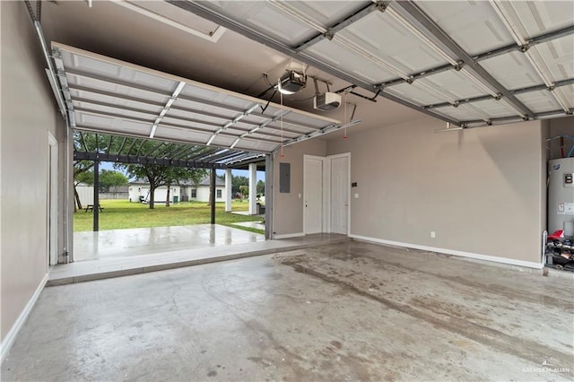 garage featuring electric panel and a garage door opener