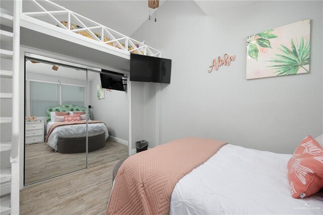 5805 Gulf Blvd, South Padre Island, TX 78597 - bedroom featuring wood finished floors and a closet