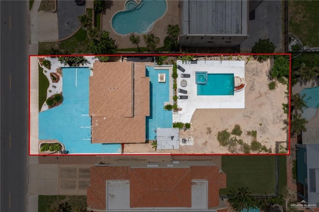 5805 Gulf Blvd, South Padre Island, TX 78597 - aerial view of property's location with a pool area and property boundaries highlighted