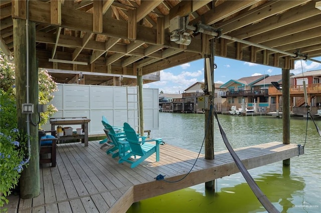 dock area featuring a water view