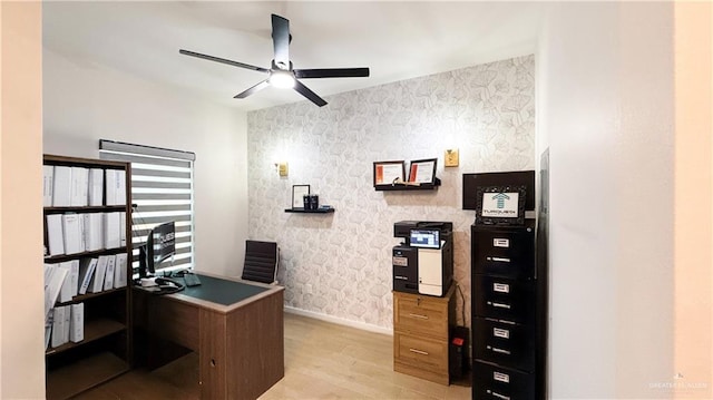 2800 Encke Rd, Mission, TX 78574 - office space with wallpapered walls, light wood-type flooring, and a ceiling fan