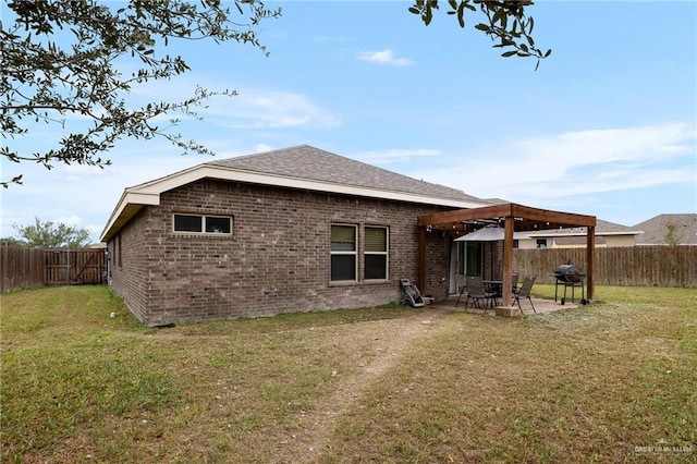 14205 Sweet Water Way, Mcallen, TX 78504 - back of property with a patio area, brick siding, a pergola, and roof with shingles