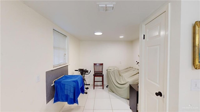 interior space with recessed lighting, visible vents, baseboards, and tile patterned floors