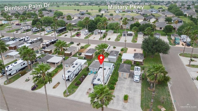 aerial view with a residential view