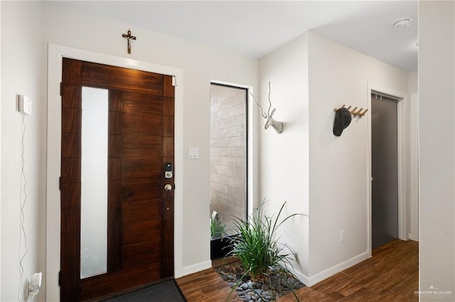 entrance foyer featuring dark hardwood / wood-style floors