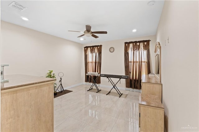 home office featuring ceiling fan