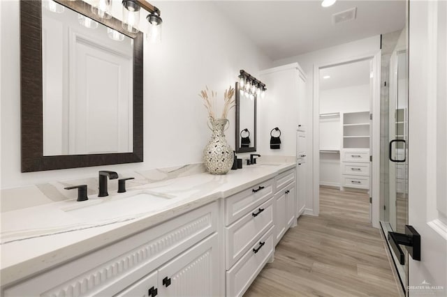 bathroom featuring wood-type flooring and vanity