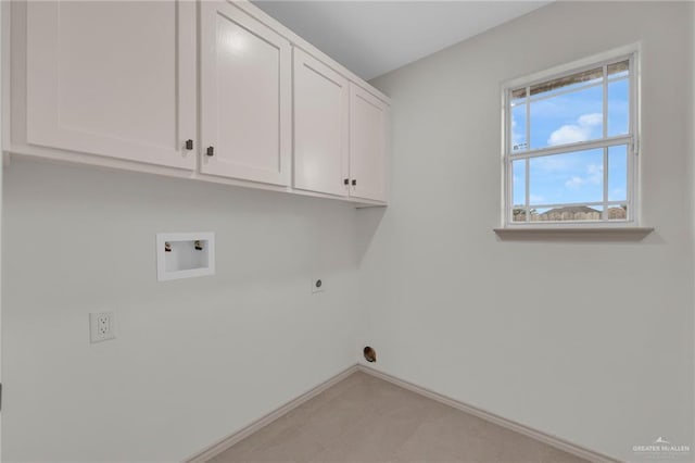 3621 Xenops Ave, Mcallen, TX 78504 - clothes washing area with cabinet space, washer hookup, hookup for an electric dryer, and baseboards