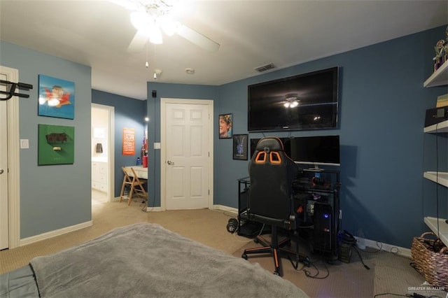 interior space featuring ceiling fan