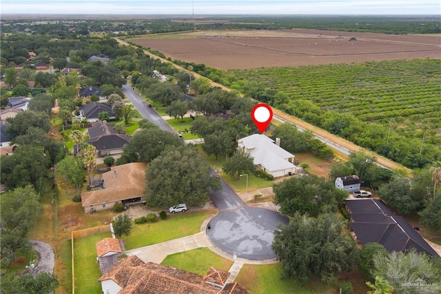 aerial view with a rural view