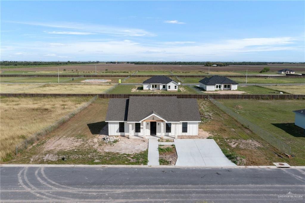 drone / aerial view with a rural view