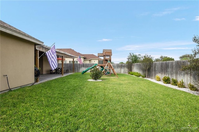 view of yard featuring a playground