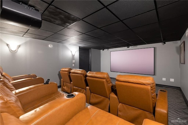 home theater featuring a paneled ceiling