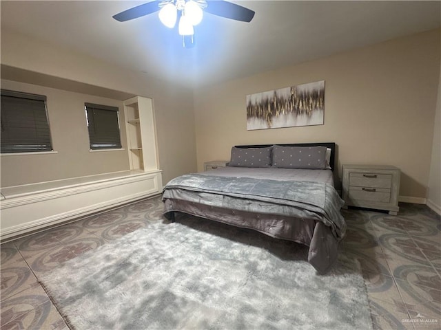 bedroom featuring ceiling fan