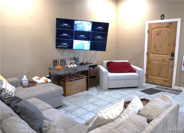 view of tiled living room