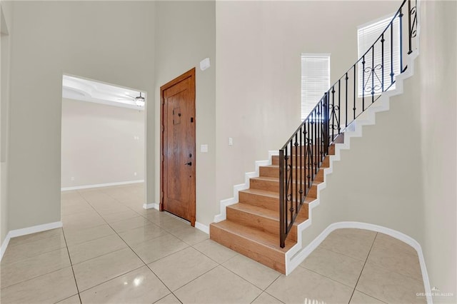3120 La Puerta Ave, Edinburg, TX 78541 - stairway with a towering ceiling and tile patterned flooring