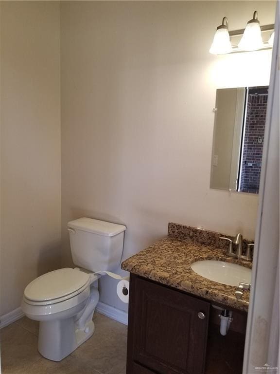 bathroom featuring tile patterned floors, toilet, and vanity