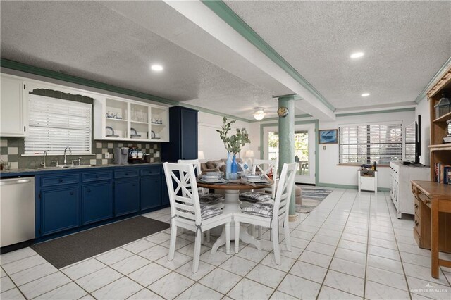 130 E Gardenia St, South Padre Island, TX 78597 - dining area with a textured ceiling, light tile patterned floors, and recessed lighting