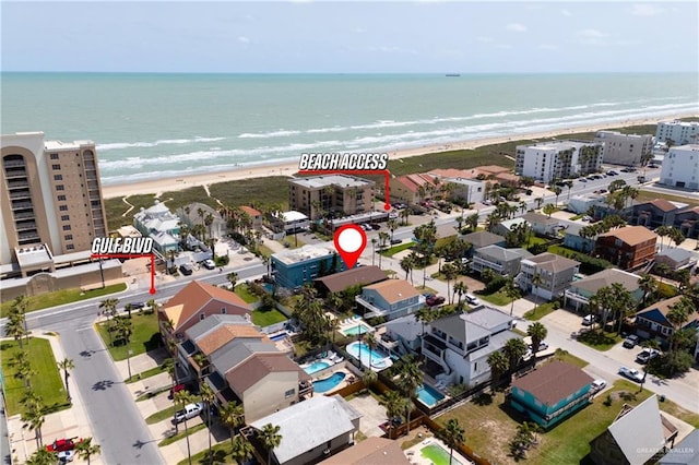 130 E Gardenia St, South Padre Island, TX 78597 - aerial view with a water view and a view of the beach