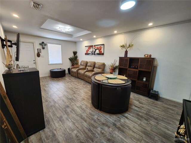 living room with wood-type flooring