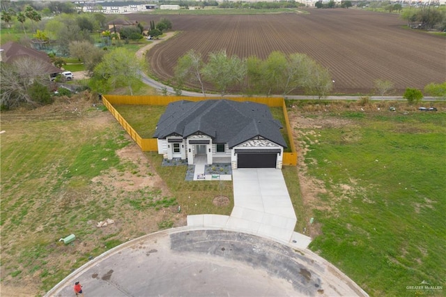 aerial view featuring a rural view