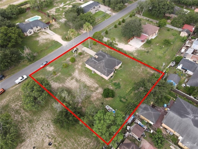 3019 Floresta St, Edinburg, TX 78541 - aerial perspective of suburban area with property parcel outlined