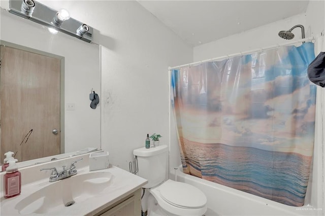 3019 Floresta St, Edinburg, TX 78541 - bathroom with shower / bath combo with shower curtain, vanity, and toilet