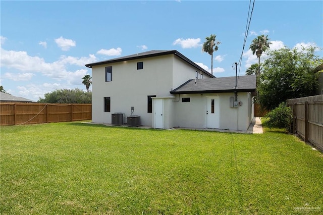 1817 Dolores Del Rio Ave, Mission, TX 78572 - rear view of property with stucco siding and central AC