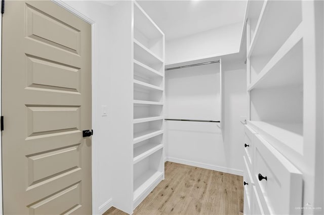 spacious closet with light wood-type flooring