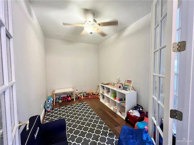 3530 Los Lagos Dr, Edinburg, TX 78542 - game room with wood finished floors and ceiling fan