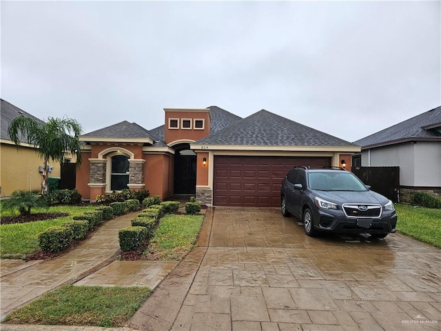 view of front of house with a garage