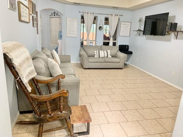 view of tiled living room