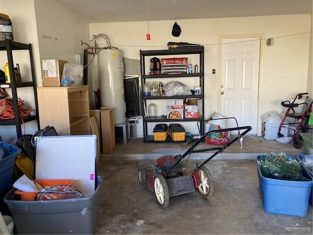 garage with gas water heater