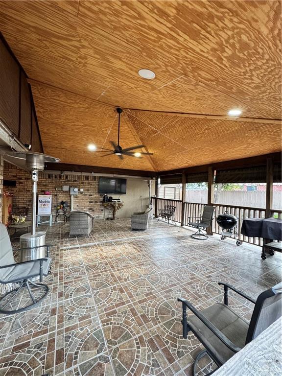 704 S 17th St, Hidalgo, TX 78557 - view of patio with ceiling fan and a gazebo