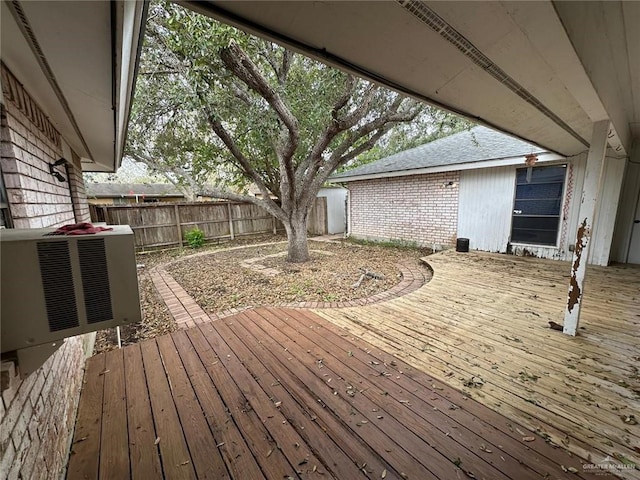 wooden terrace with central air condition unit