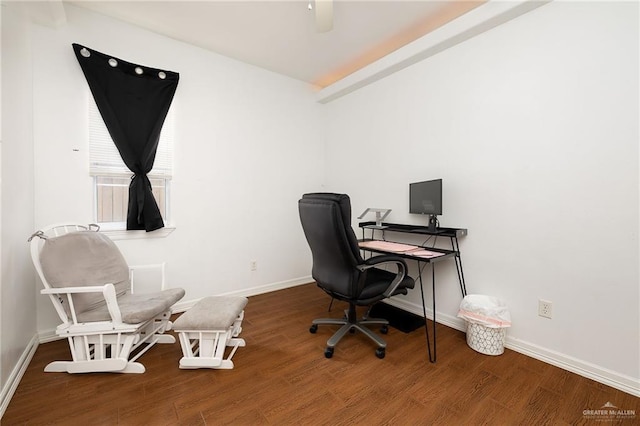 office space featuring hardwood / wood-style floors