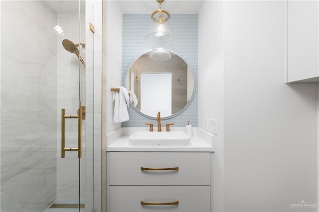 5705 Laguna Cir S, South Padre Island, TX 78597 - bathroom featuring a shower stall and vanity