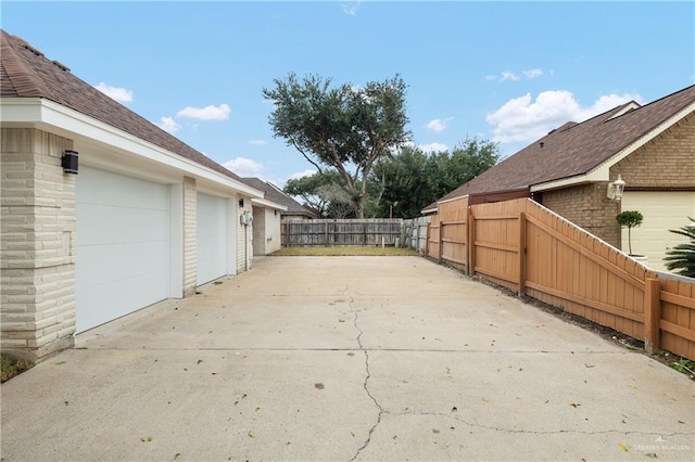 view of patio with a garage