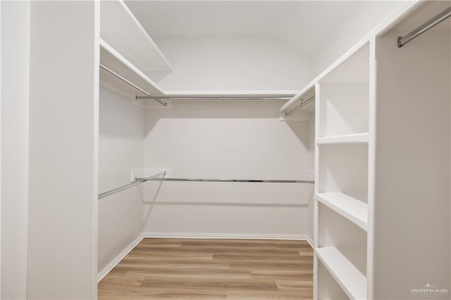 spacious closet featuring light wood-type flooring