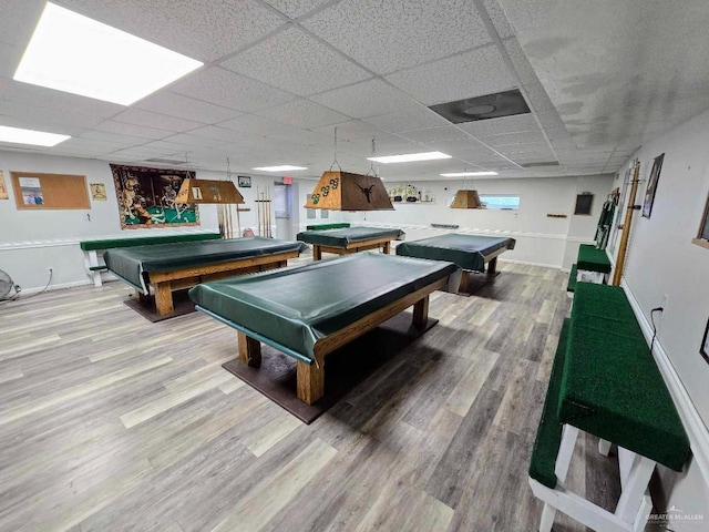 109 Green Gate Cir N, Palmview, TX 78572 - rec room with billiards, a drop ceiling, and wood finished floors
