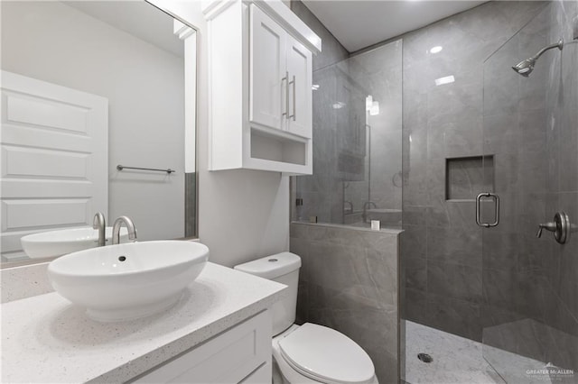 2208 Zinnia St, Weslaco, TX 78599 - full bath featuring a stall shower, toilet, and vanity