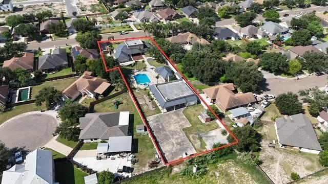 2417 E 28th St, Mission, TX 78574 - aerial perspective of suburban area with property boundaries highlighted